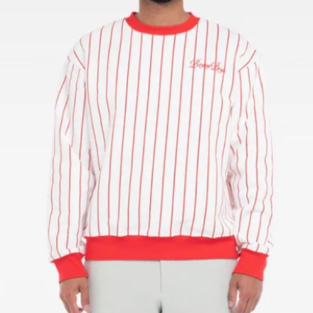 The Bogey Boys PINSTRIPE CREWNECK Men's size‎ XL Red White NWT